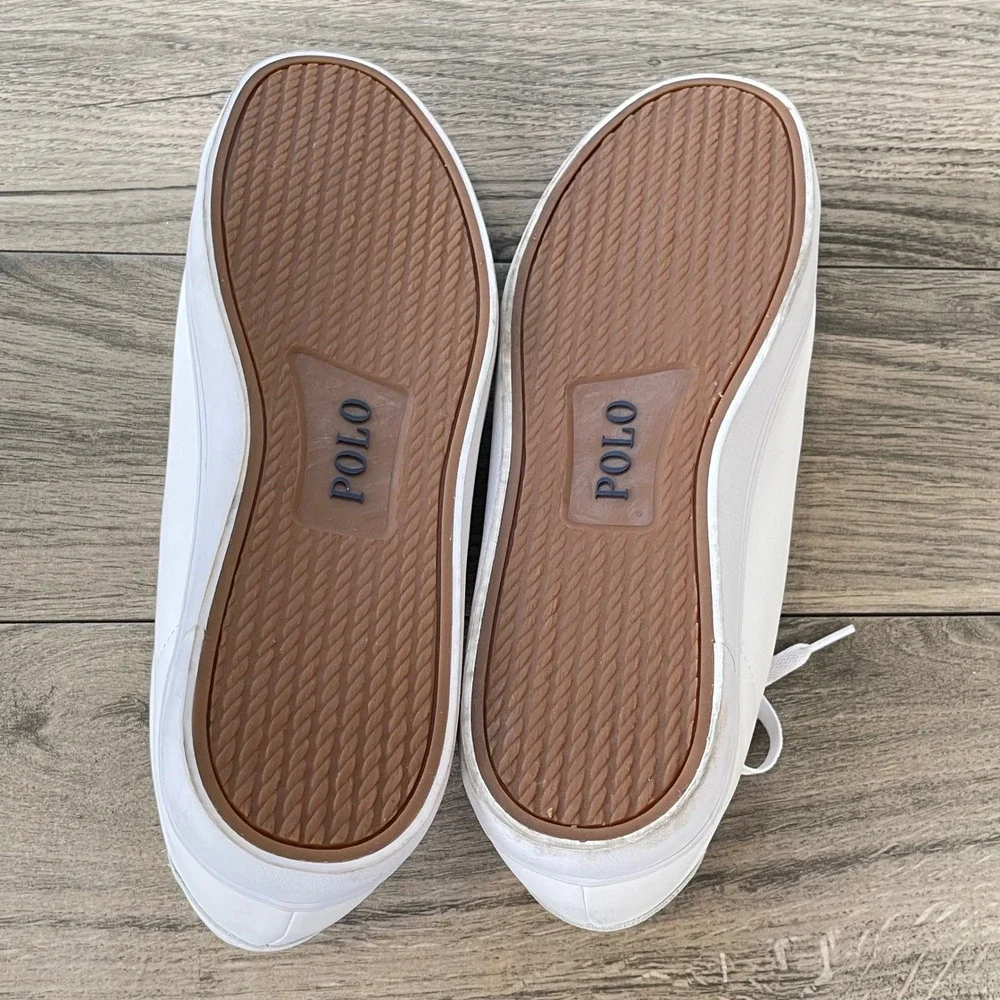 Polo Ralph‎ Lauren Longwood Sneakers Men 15 White Leather Big Logo Low Top Shoes